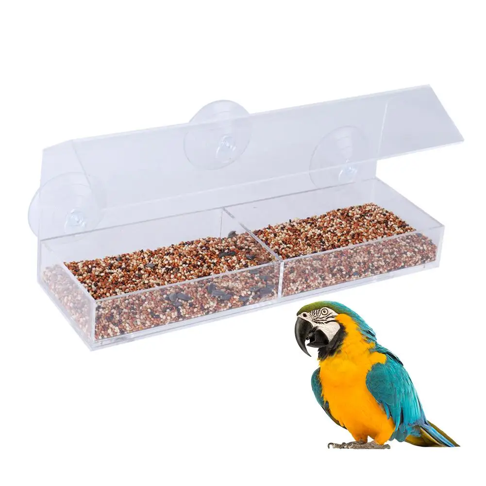 Акриловая кормушка для птиц Прозрачная форма дома Крепкие присоски креативный