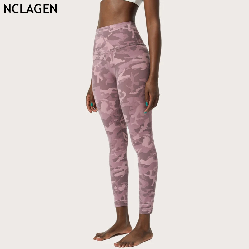 Капри NCLAGEN для бега камуфляжные женские двусторонние штаны йоги с принтом