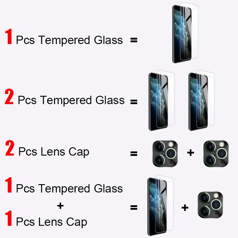 Полное покрытие закаленное стекло для IPhone 11 Pro X XR XS Max Защитная пленка объектива