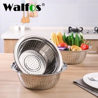 walfos fruit vegetable washing basket stainless steel drain storage basket strainer colander drainer kitchen accessories gadgets