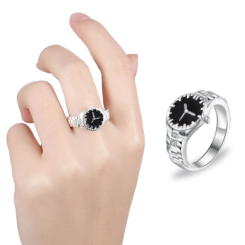 

New Fashion Watch Shape Ring for Women Personality Creative Finger Ring Female Stainless Steel Party Couple Classic Ring Jewelry