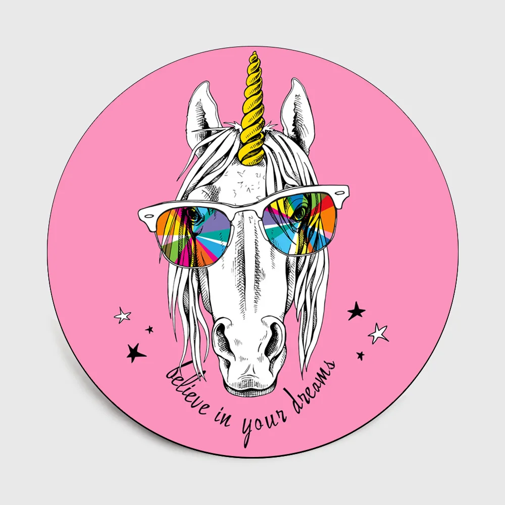 

Modern Fashion cartoon Round Carpet Pink Unicorn 3D Printed Baby Game Area Rugs Child Bedroom Play Mats Kids Room Decor Carpets