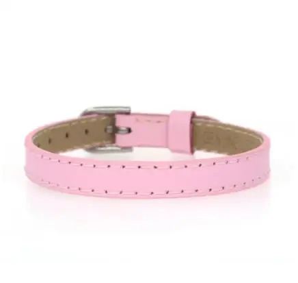light pink 8 мм браслет из натуральной кожи браслеты 8 цветов пряжка на ремне ремешок для часов DIY ювелирные аксессуары подходят для скольжения подвески - Окраска металла: light pink