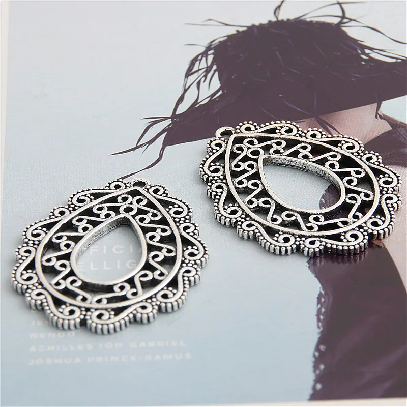 Подвески женские в форме капли дождя, серебристые, 40 х32 мм, 5 шт., A3024