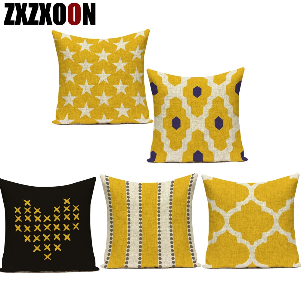 

Диван-кровать для домашнего украшения в желтую полоску Мандала полиэстер с геометрическим принтом Декоративные подушки для подушек для Го...