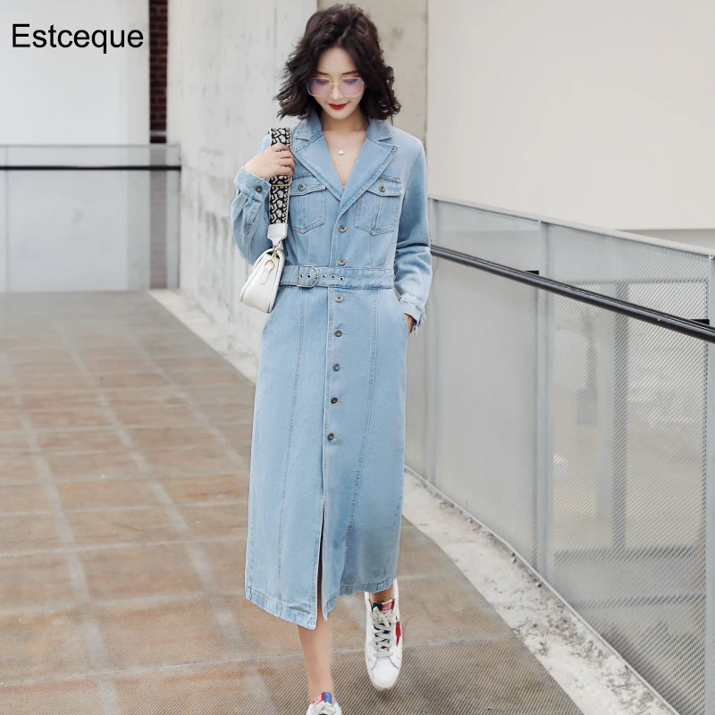 Джинсовое платье женское осеннее Новое корейское модное приталенное черное