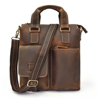 mens handle handbag real leather messenger bag crazy horse leather briefcase for business male travel shoulder cross body bolsa
