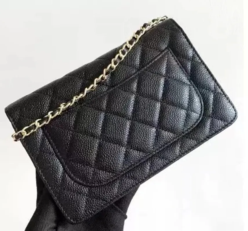 

Free shiping high quality fashion women favorite caviar flap genuine leather bag Caviar and lambskin woc bag