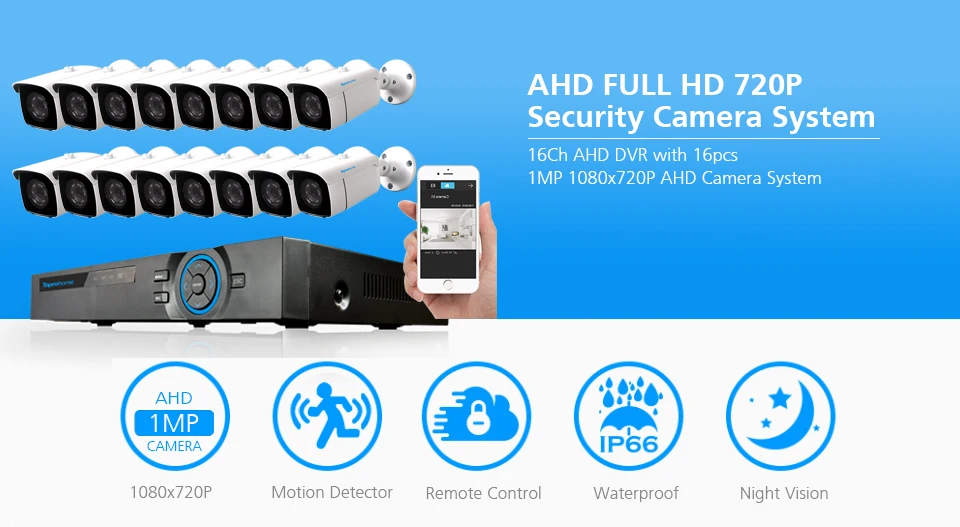 Toprohoime система видеонаблюдения с разрешением Full HD AHD 2MP 1920X1080P день/ночь безопасности Камера комплект 16Ch H.265 2MP AHD DVR система 4 ТБ