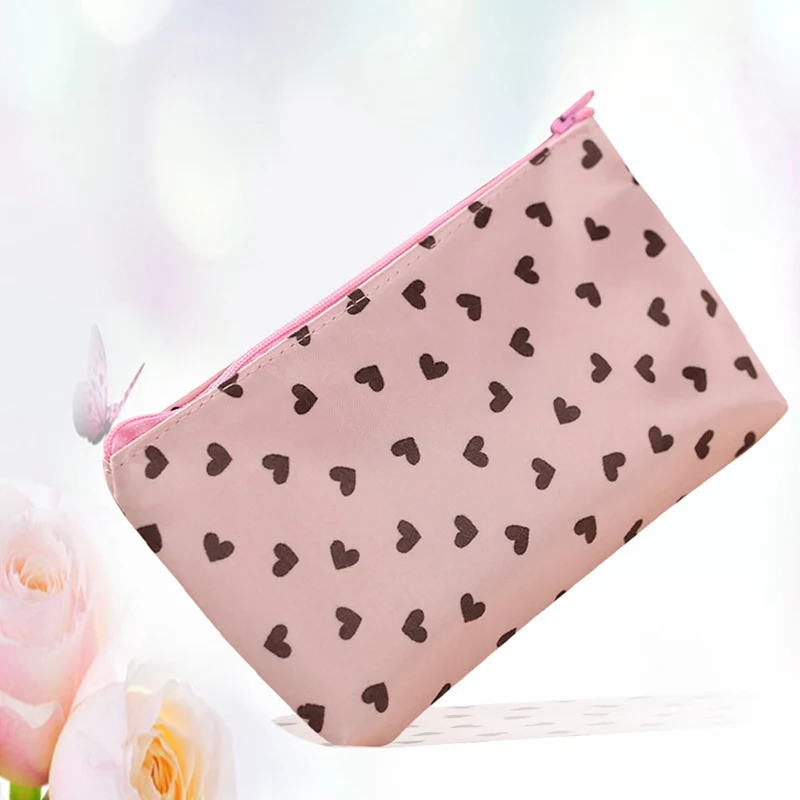 

Travel Beautician Love Heart Cosmetic Bag Satin Waterproof Small Makeup Bag Women Storage Package Case Bag Organizer
