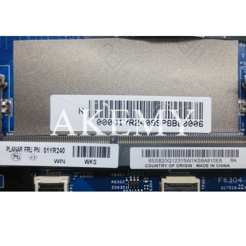 

Laptop motherboard For Lenovo Thinkpad T580 Core SR3L8 i7-8650U Mainboard 01YR258 17812-1