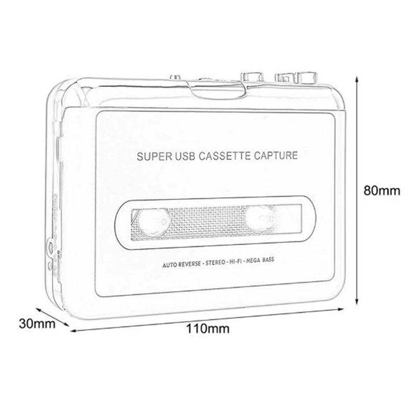 Портативная Кассетная лента с USB на MP3 iPod CD преобразователь Захват аудио