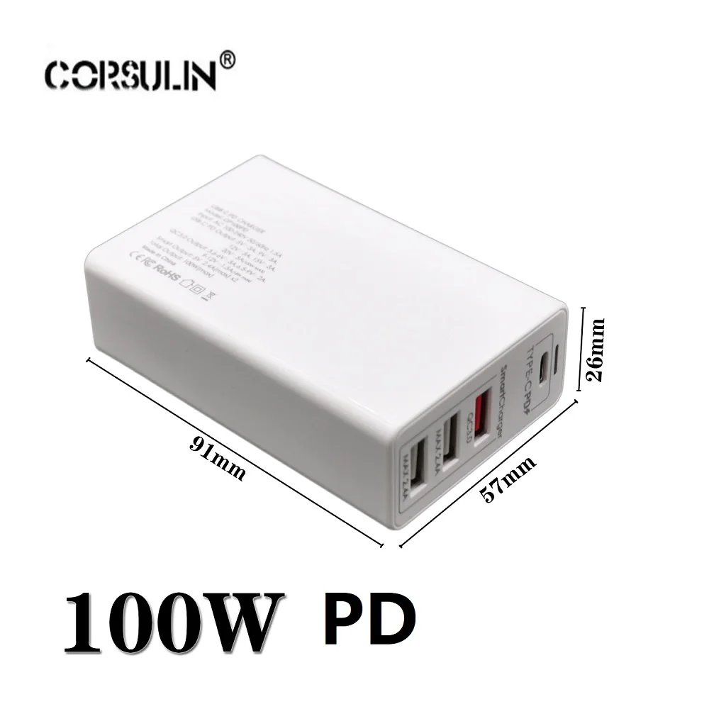 Быстрое зарядное устройство Corsulin 100 Вт 65 GaN с быстрой зарядкой 3 0 4 AFC USB PD для iPhone Pro