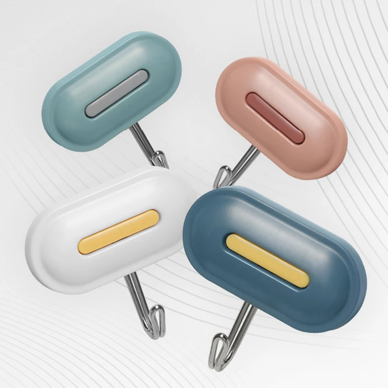 

8pcs Hook Holder Seamless Wall Hook Free Perforation Hanging Coat Metal Head Hook Bathroom Kitchen Sticky Hook