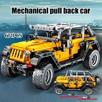 601 pcs city jeeps off road vehicle building blocks pull back mechanical car high tech bricks creative truck children toys