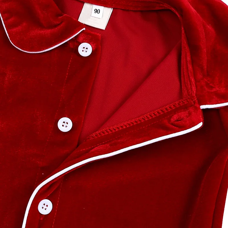 Children Christmas Pajamas Kids Sleepwear Soft Warm Velvet Child Night Clothes Set Red Girls Nightdress Boys Pyjamas Set