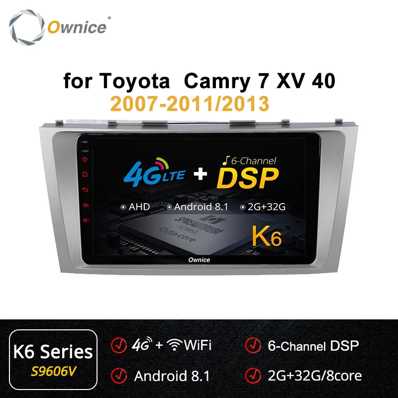 Ownice K3 K5 K6 2 Din 8 ядерный Android 9,0 автомобильный DVD gps Navi для Toyota Camry v40 2007-2011 2013 4G LTE 360 Panorama DSP SPDIF - Цвет: S9606 K6