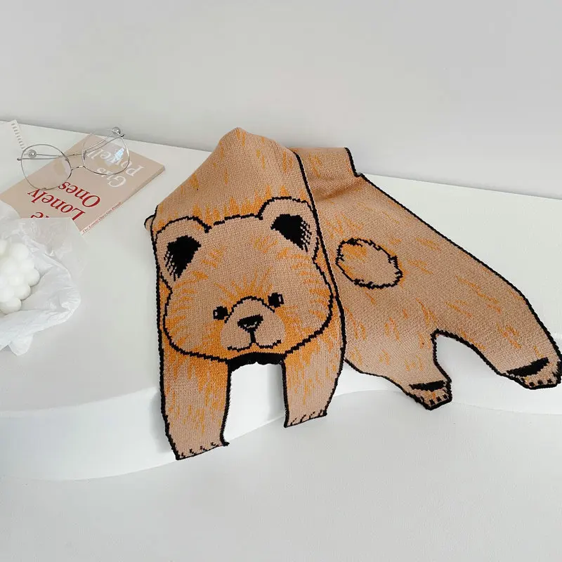 Зимние кашемировые шарфы для родителей и детей с мультяшными животными Детские