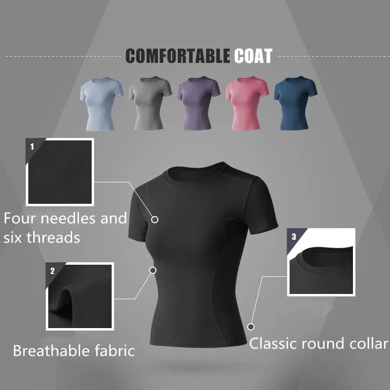 

Yoga Clothes Slim 2021 New Fashion Female Exercise Wear Tight Running Absorb Sweat Quick-Dry Sportswear Solid Short Sleeve Women