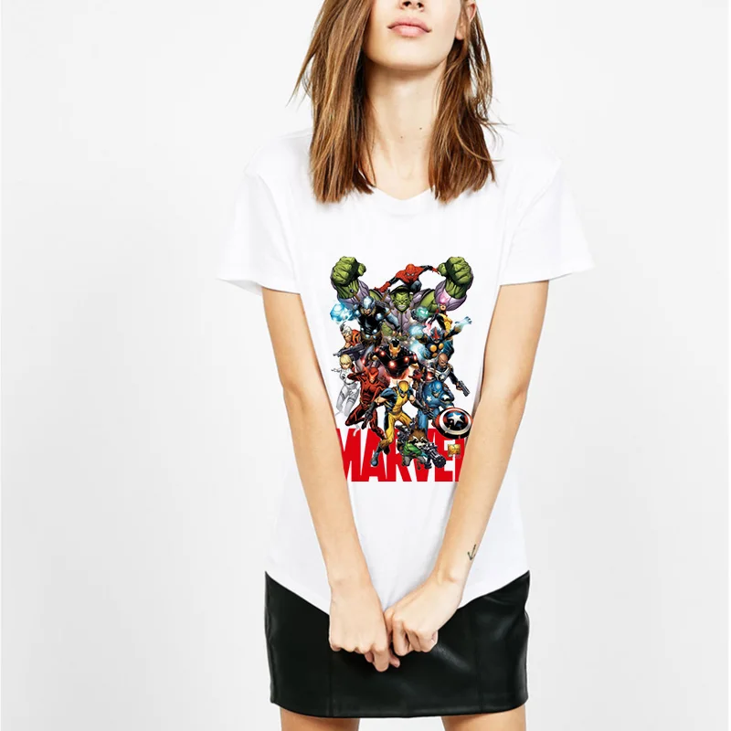 

The Avengers T Shirt Women Fashion Marvel Kawaii Super Hero Print Vintage Tops Casual Short Sleeve T-shirts Female Tees Clothes