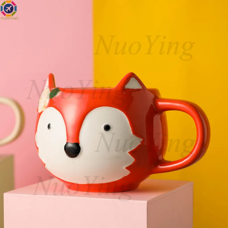 Оригинальная креативная керамическая кружка мультяшная лиса корова панда милые