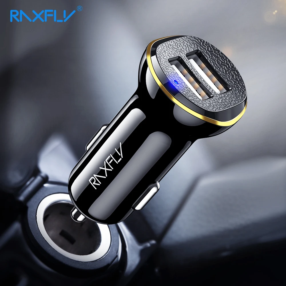 RAXFLY 2.1A Dual USB Автомобильное зарядное устройство для iPhone 11 Pro Max samsung huawei Xiaomi
