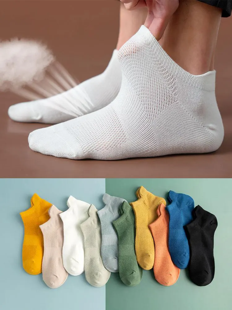 

Men Short Socks Breathable Cotton Ankle Socks Sweat-Absorbent Invisible Socks Comfortable Solid Color Casual Socks 5Pair