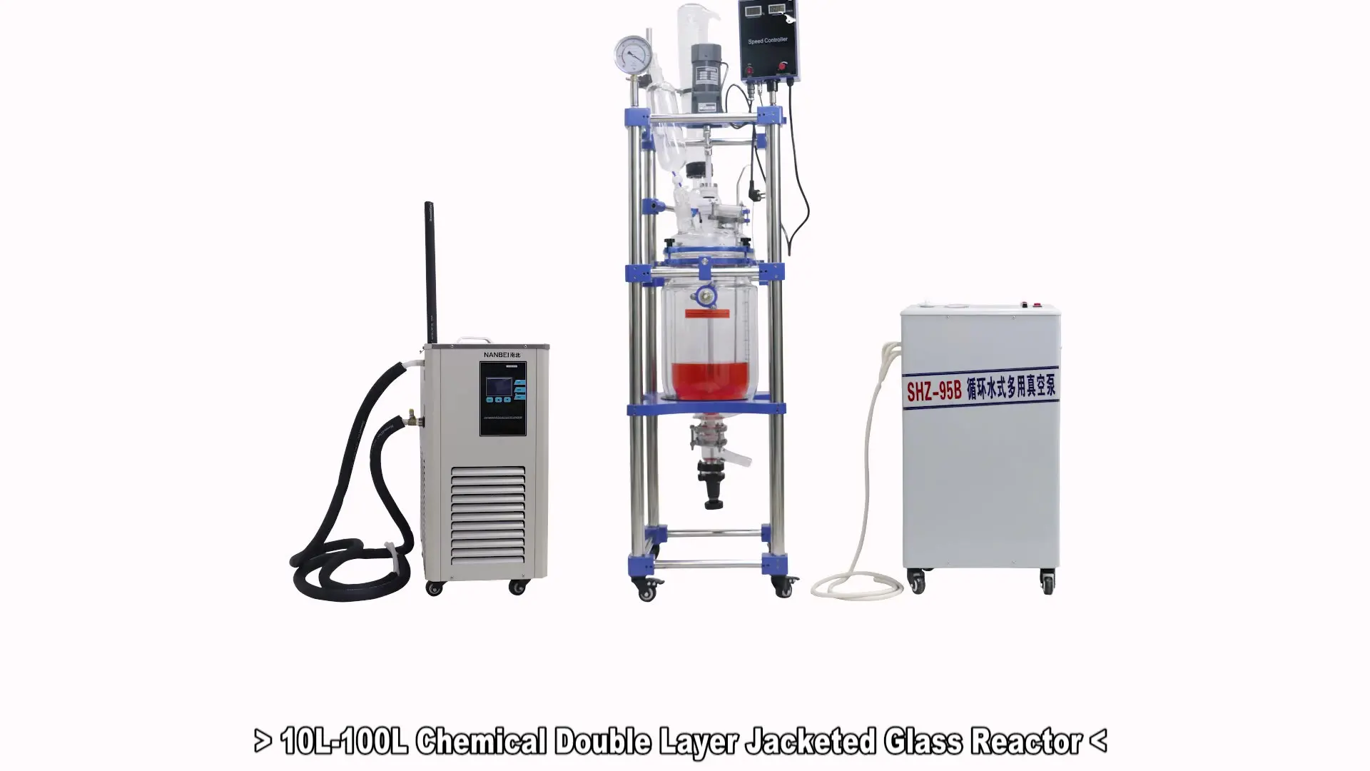 

Vacuum Lab Double Layer Jacketed Glass Reaction Kettle with Heater and Chiller