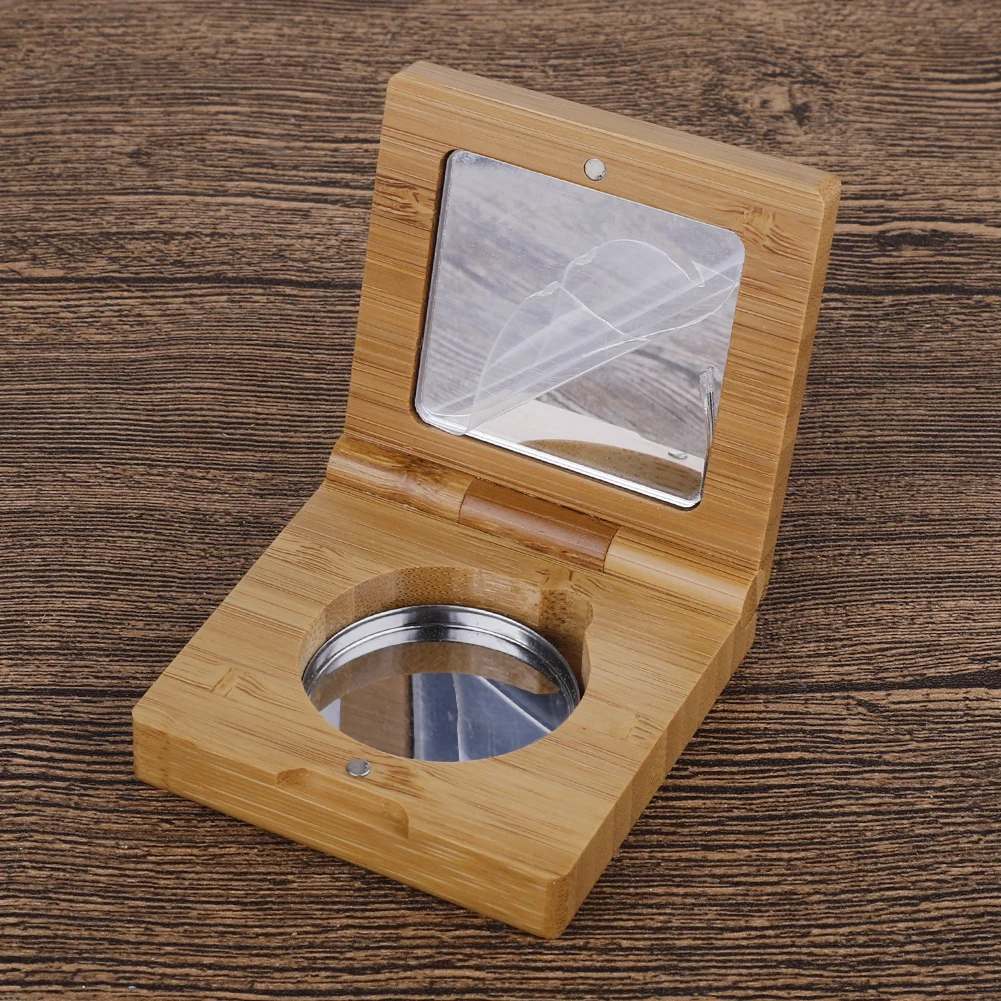 

20Pcs/Lot Bamboo Cosmetic Eyeshadow Powder Container with Mirror, DIY Natural Bamboo Wooden Magnetic Blusher Compact Case