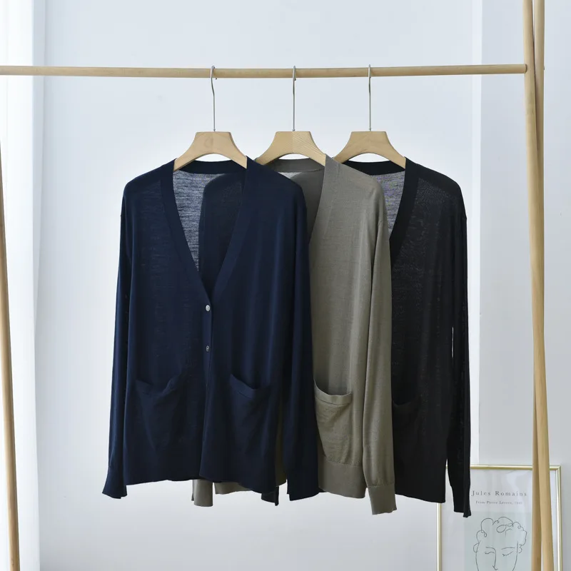 

super fine 100% merino wool relaxed cardigan with pocket