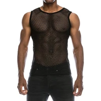 see through mens tank muscle summer slim basic outwear sexy clear o neck mesh vest male cover up sleeveless tank tops debardeur