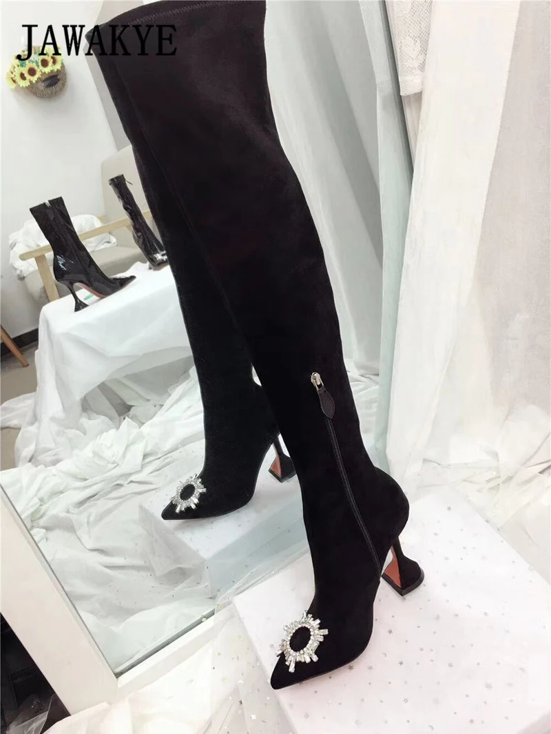 Новые женские ботинки на высоком каблуке с острым носком и воротником