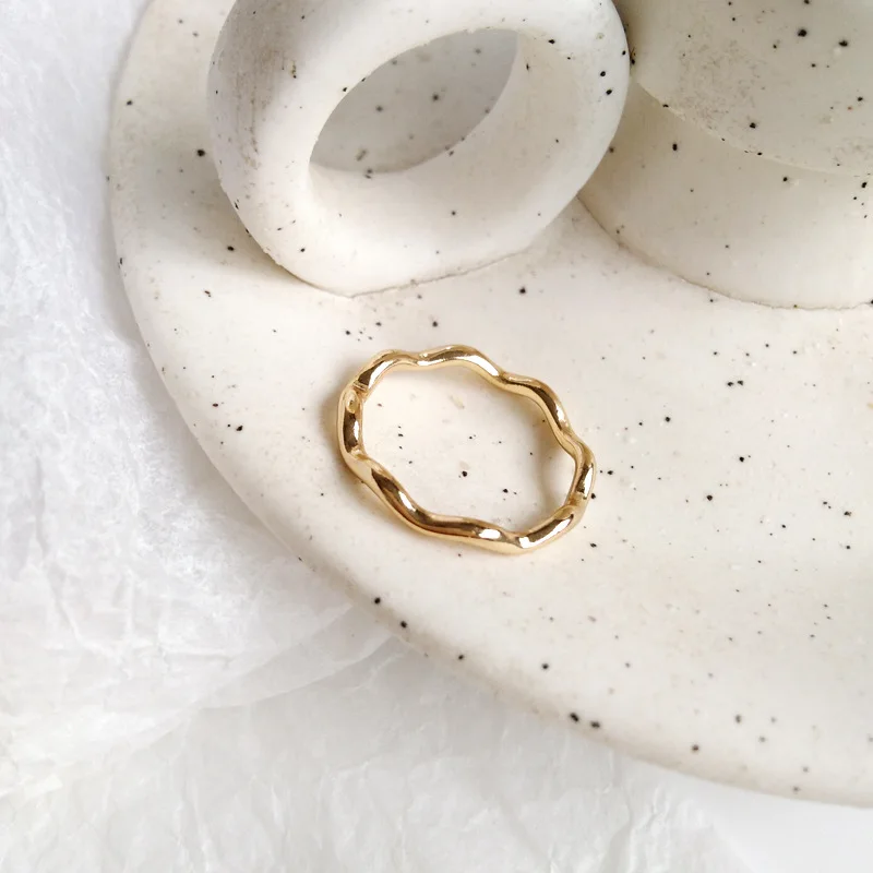 Красивое волнистое Золотое кольцо для помолвки повседневные Простые Женские