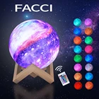 Лампа FACCI с 3D рисунком звезды и Луны, цветной сенсорный светодиодный ночник с Usb-разъемом для украшения дома, креативный подарок, лампа в виде Галактики, подарок на день рождения