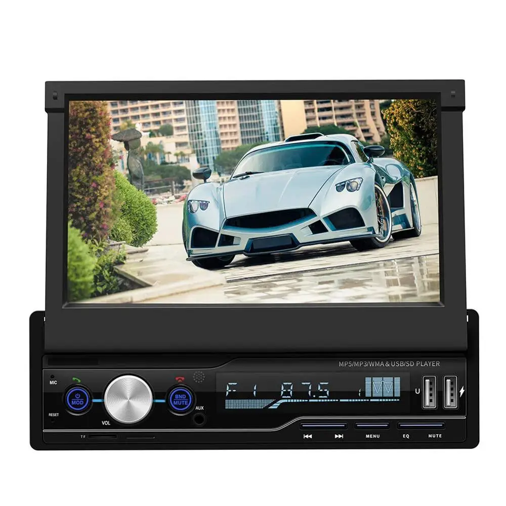7" Retractable Car Stereo Multimedia Din MP5 Player Remote Control Touch Screen Mobile Interconnection/Rearview/TF Card/AUX/USB |