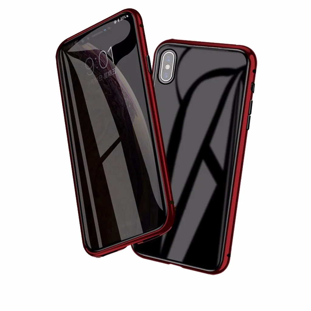 Магнитный абсорбирующий металлический бампер для iPhone XS MAX 6 5 дюйма стеклянный