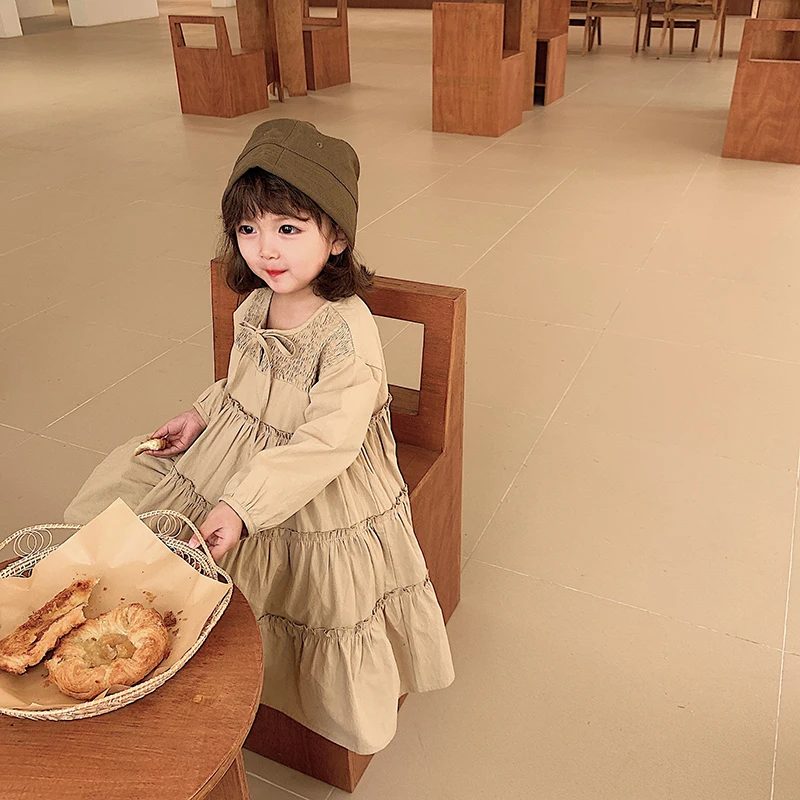 Плиссированное Платье для девочек корейская мода 2020 новинка весенняя и осенняя