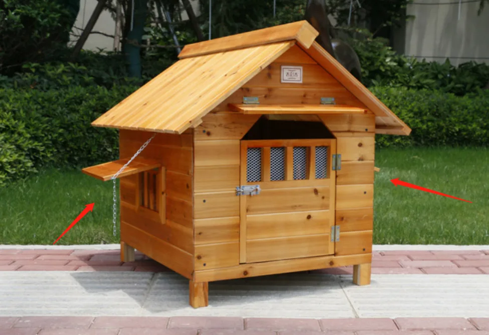 1 door 2 window Открытый твердый ель деревянный собачий дом Питомник водонепроницаемый герметичный клетка для собак для маленьких средних и больших собак кошек дом с дверным окном - Цвет: 1 door 2 window