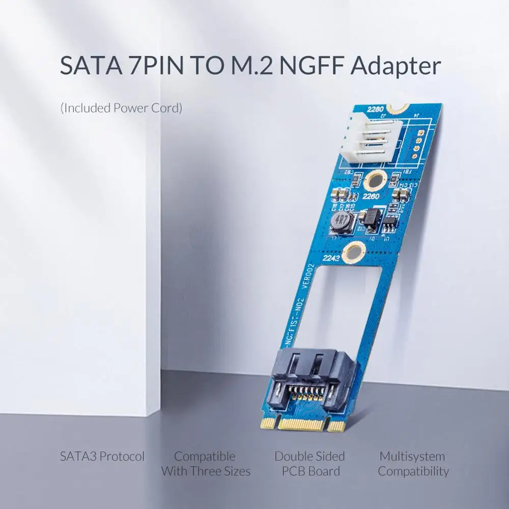 Адаптер ORICO SATA 7PIN на M.2 NGFF с адаптером SSD адаптер для 2242 2260 2280 питания|Адаптеры SSD| |