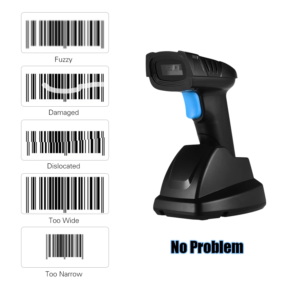 Беспроводной сканер штрих кодов Aibecy 1D 2D QR считыватель с USB держателем зарядным