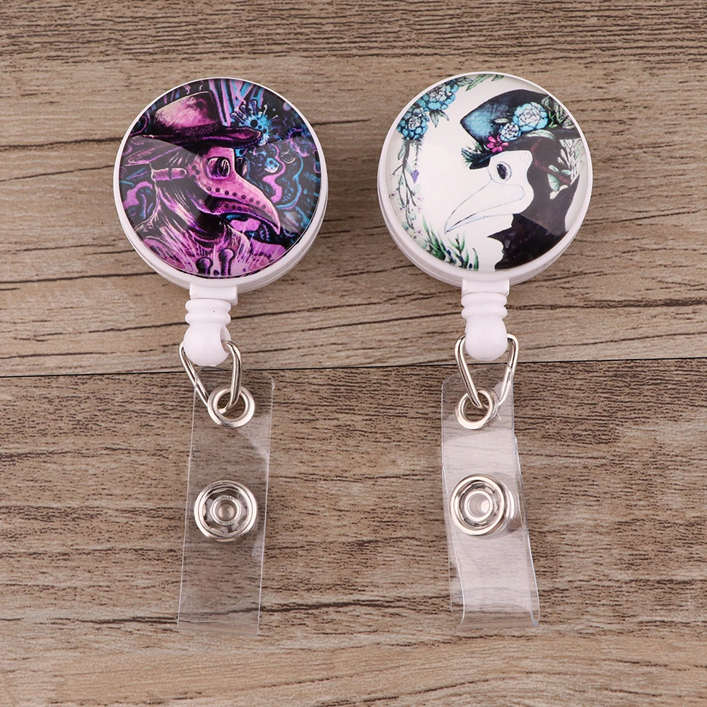 

JF802 Doctor Crow Student Quality Retractable Nurse Badge Reel Clip ID Badge Cute Name Card Holder For Office Accessories