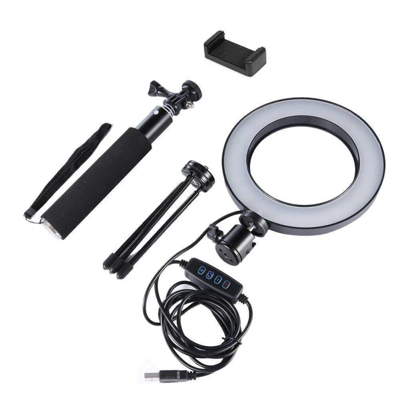 Кольцевой регулируемый светильник VELEDGE лампа для нанесения макияжа на видео в