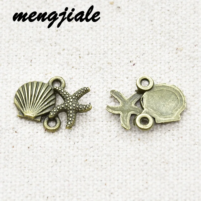 

30pcs Wholesale Three Color Shell Starfish Connector Charms Alloy Metal Conch Pendants For Handmade Jewelry Accessories Making