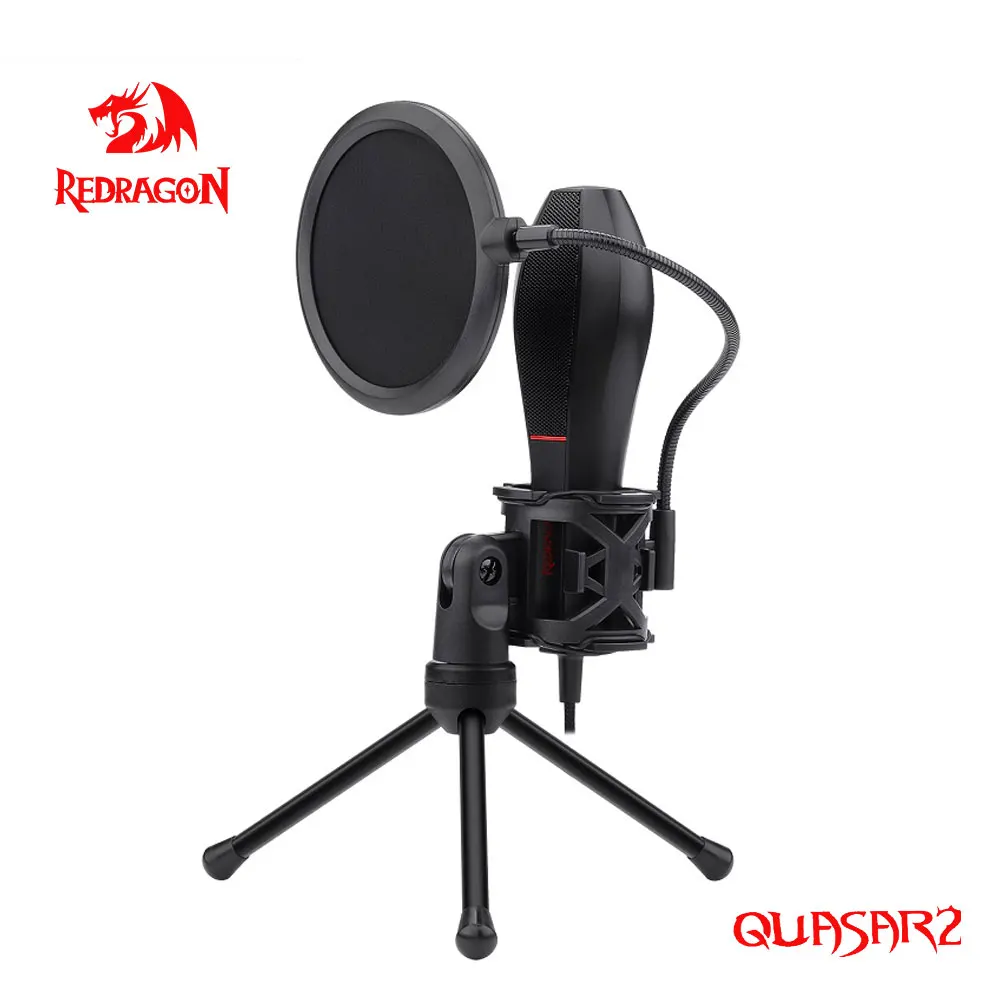 Redragon GM200 Quasar2 Omni USB конденсатор Запись Микрофон Штатив для компьютерной