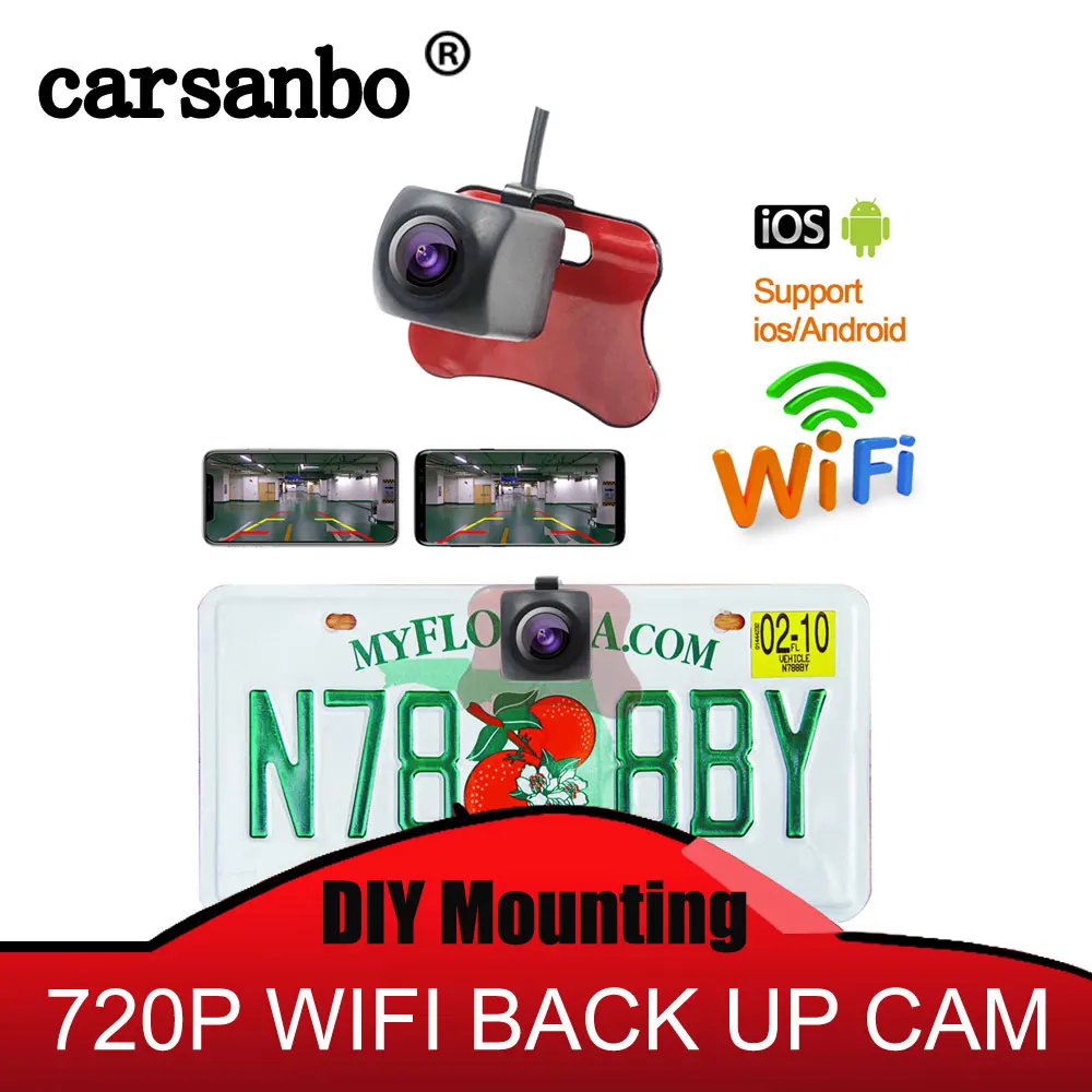 Carsanbo wifi Беспроводная Автомобильная камера заднего вида 150 Угол обзора 720P HD Водонепроницаемая камера заднего вида для IOS/Andoid телефона