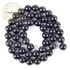 Бусины из натурального камня для ювелирных изделий, гладкий черный обсидиан, для рукоделия, круглые свободный браслет с бусинами ручной работы 4681012 мм 15