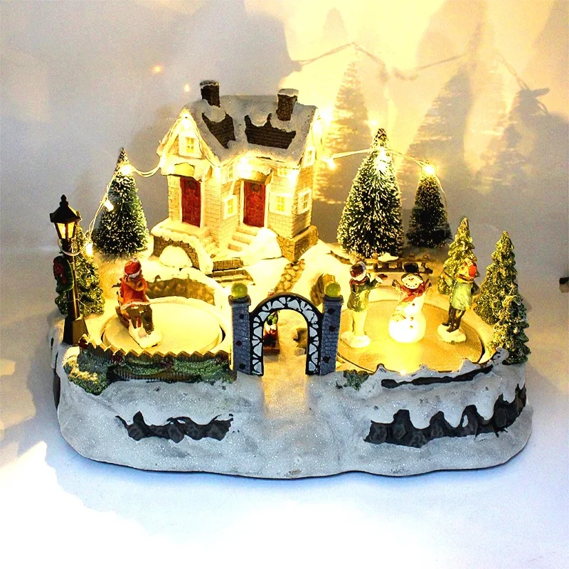 Decoraciones luminiscentes de luz LED para Navidad, casa de nieve con m&uacute;sica, &aacute;rbol de Navidad, Festival, casa, decoraci&oacute;n del hogar, 2022-1