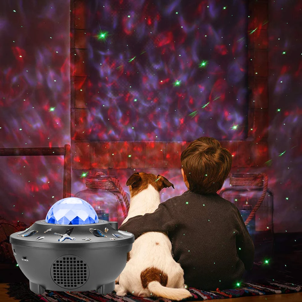 

Galaxy Star Light LED Starry Sky Projector Voice Water Wave Night Lamp DIY Sticker Remote Control Music Child Gifts