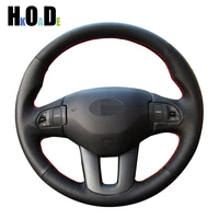 hand stitched steering wheel covers black artificial leather car steering wheel cover for kia sportage 3 2011 2014 kia ceed 2010