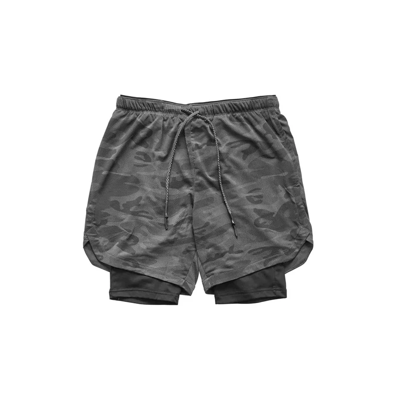 

Men's two-in-one sports shorts, safety pockets, quick-drying shorts, fitness sports shorts, side pockets, hidden zipper pockets